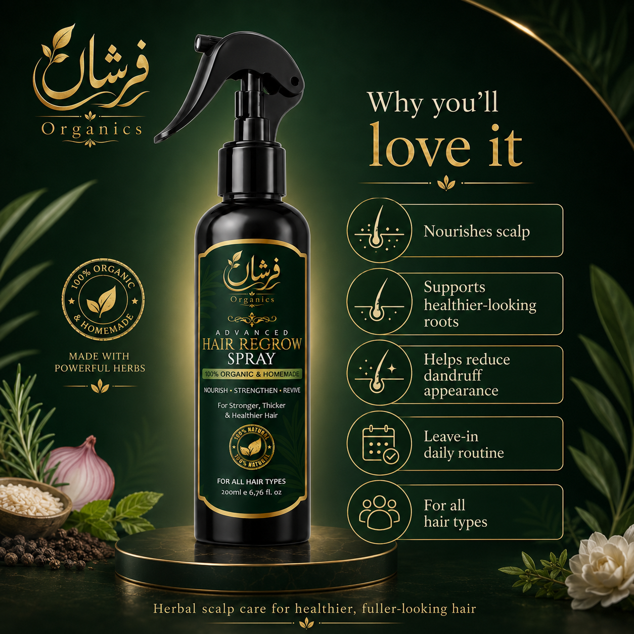 Benefits of Farshaa Organics Hair Regrow Spray for healthier-looking roots and scalp care
