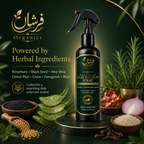 Farshaa Organics Hair Regrow Spray with herbal ingredients rosemary aloe vera black seed onion peel clove fenugreek and rice